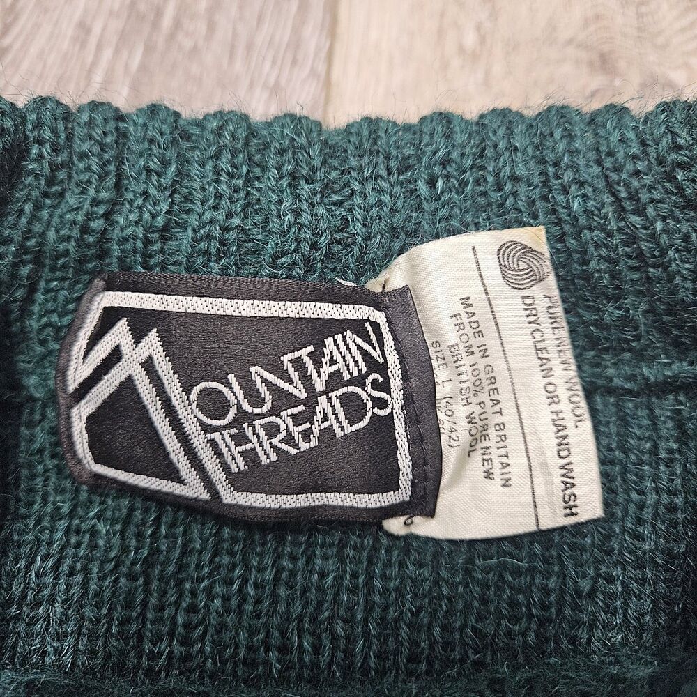 Mountain Thread Vintage British Wool Pullover Sweater Hunter Green Men's Large - Picture 4 of 7